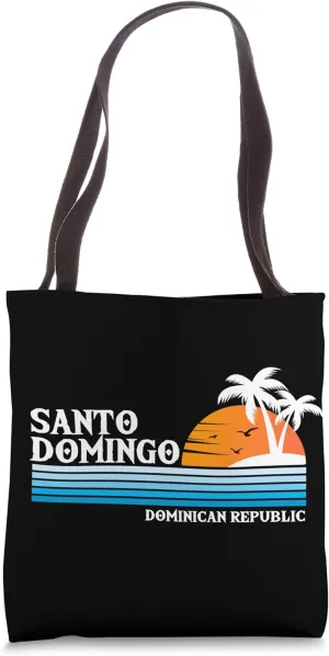 Santo Domingo DR Tropical Vacation Vintage 80s Style Sunset Tote Bag