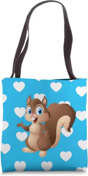 Squirrel Theme Baby Boy Blue Nursery Room Love Hearts Acorn Tote Bag