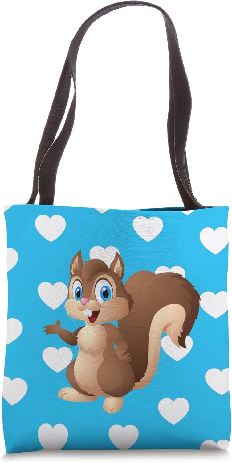 Squirrel Theme Baby Boy Blue Nursery Room Love Hearts Acorn Tote Bag
