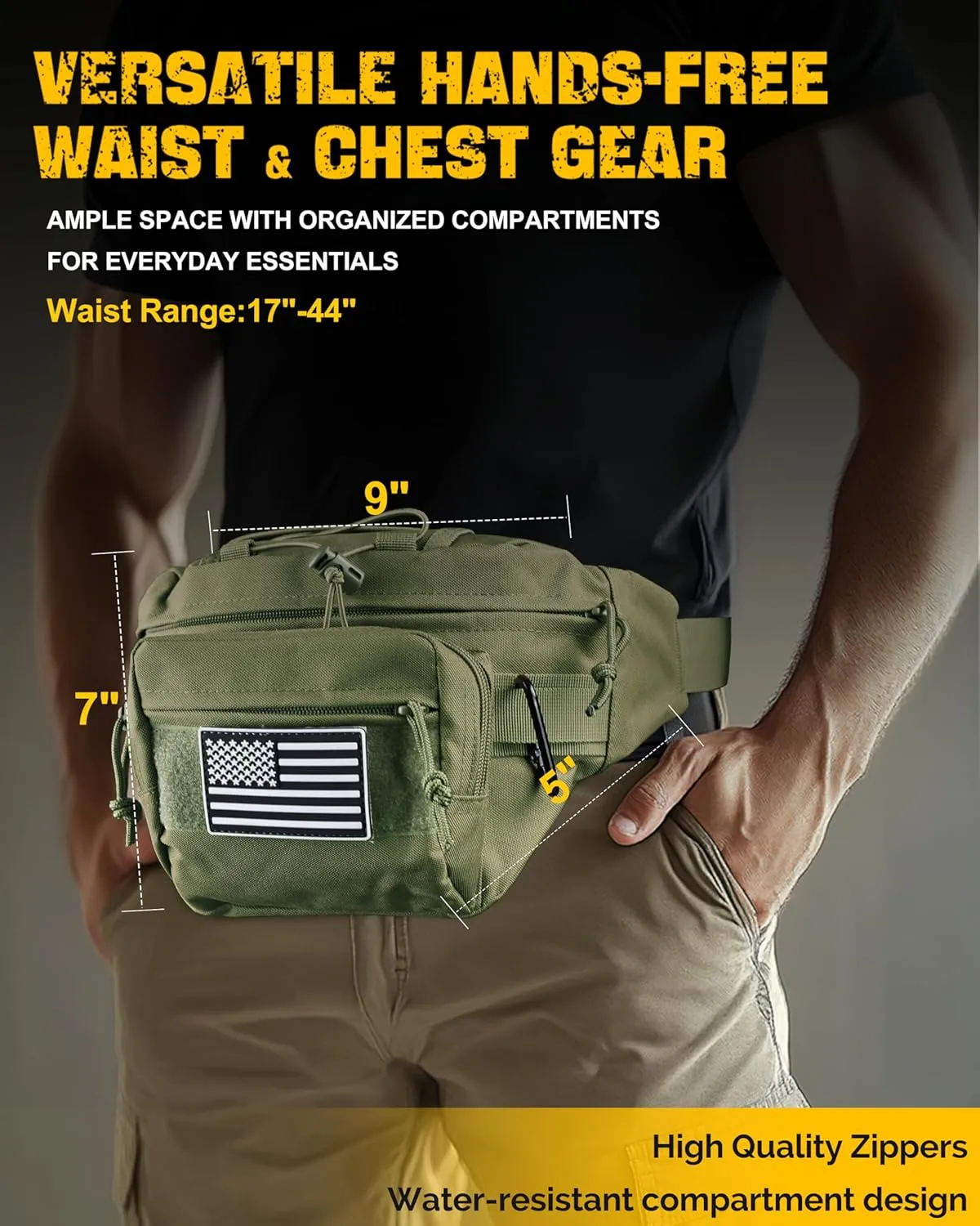Tactical Waist Pack for Men, Concealed Carry Fanny Bag for Hunting, Trekking, Fishing, EDC, and Outdoor Gear (Army Green)