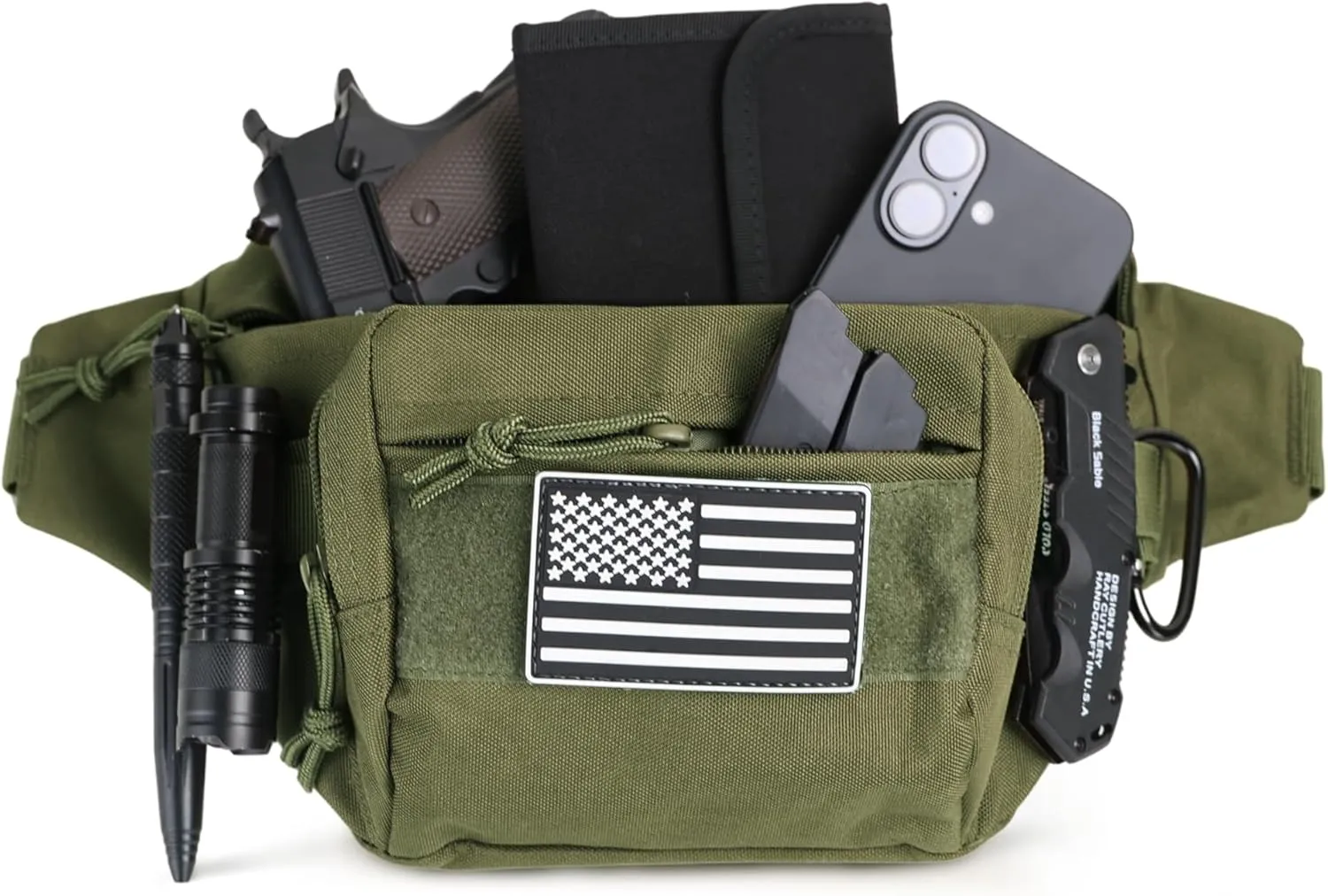 Tactical Waist Pack for Men, Concealed Carry Fanny Bag for Hunting, Trekking, Fishing, EDC, and Outdoor Gear (Army Green)