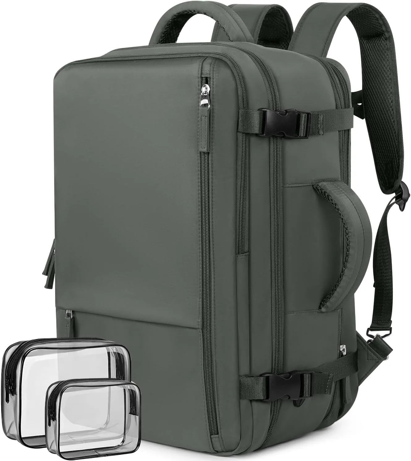 Travel Laptop Backpack Carry On Backpack for Men Women Flight Approved College School Computer Bag for Business Hiking Personal Item Backpack Fits 17.3 Inch Notebook Olive-green
