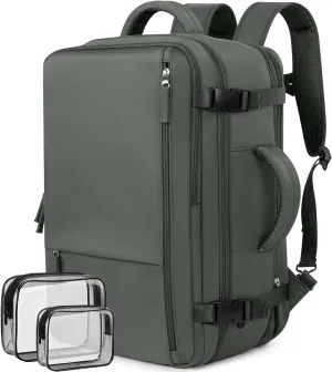 Travel Laptop Backpack Carry On Backpack for Men Women Flight Approved College School Computer Bag for Business Hiking Personal Item Backpack Fits 17.3 Inch Notebook Olive-green