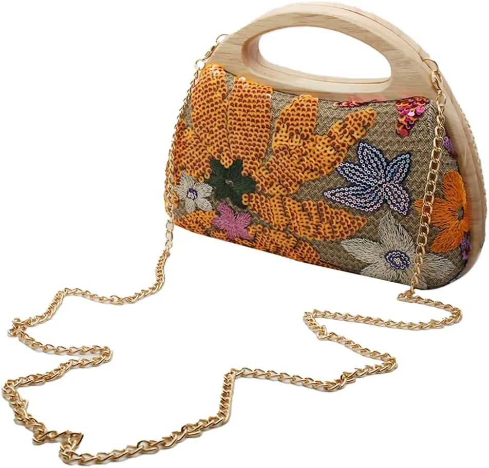 UMREN Straw Clutch Handbags Women Beach Crossbody Hand-woven Summer Purse Wallet Top handle Evening Bag for Wedding Party