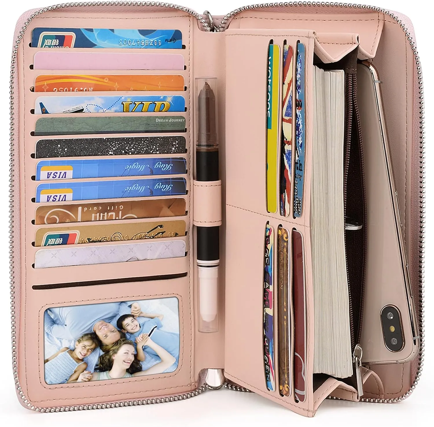 Uromee Wallet Women Vegan Leather RFID Blocking Large Ladies Wristlet Purse Card Holder Organizer Clutch