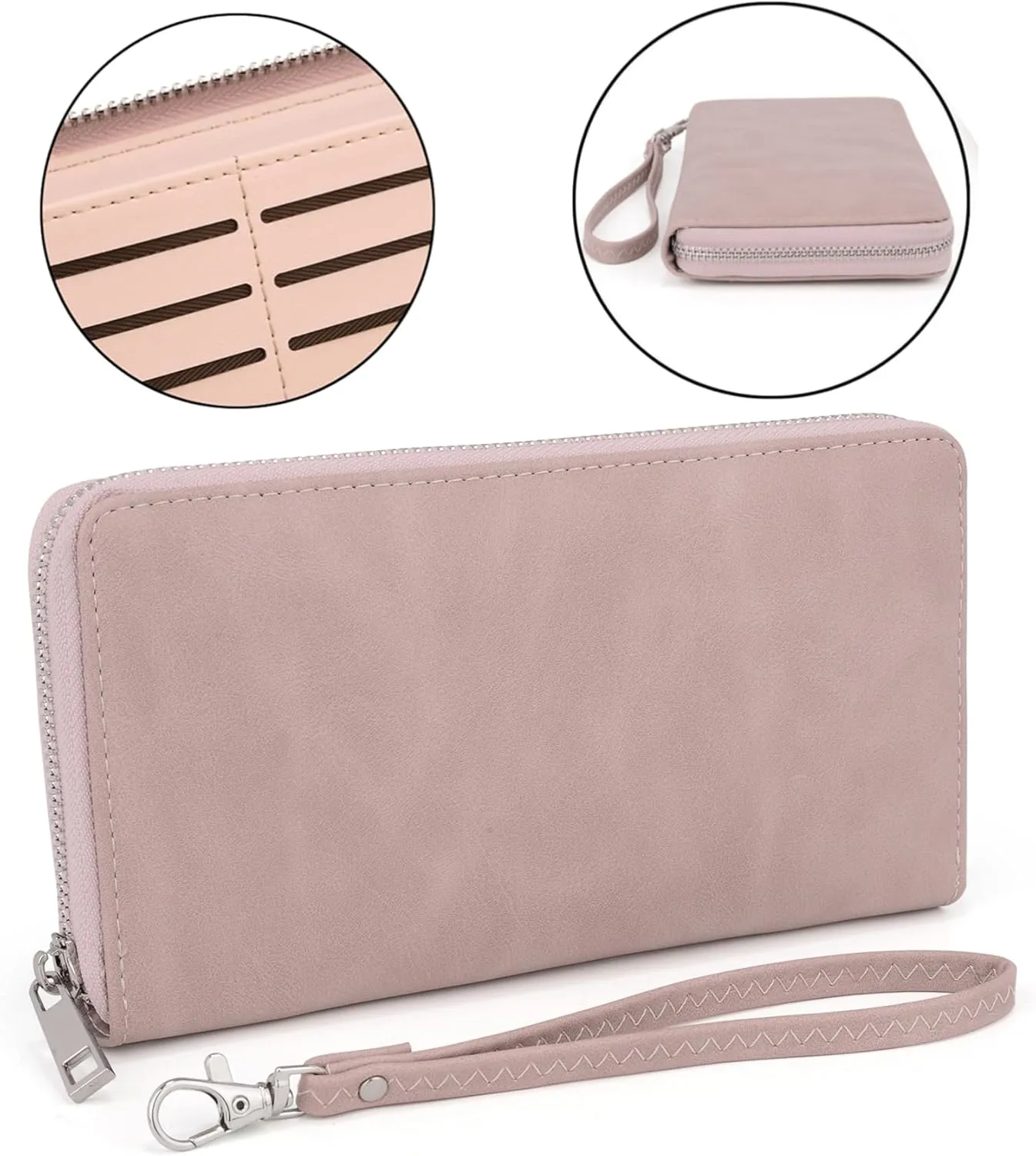 Uromee Wallet Women Vegan Leather RFID Blocking Large Ladies Wristlet Purse Card Holder Organizer Clutch