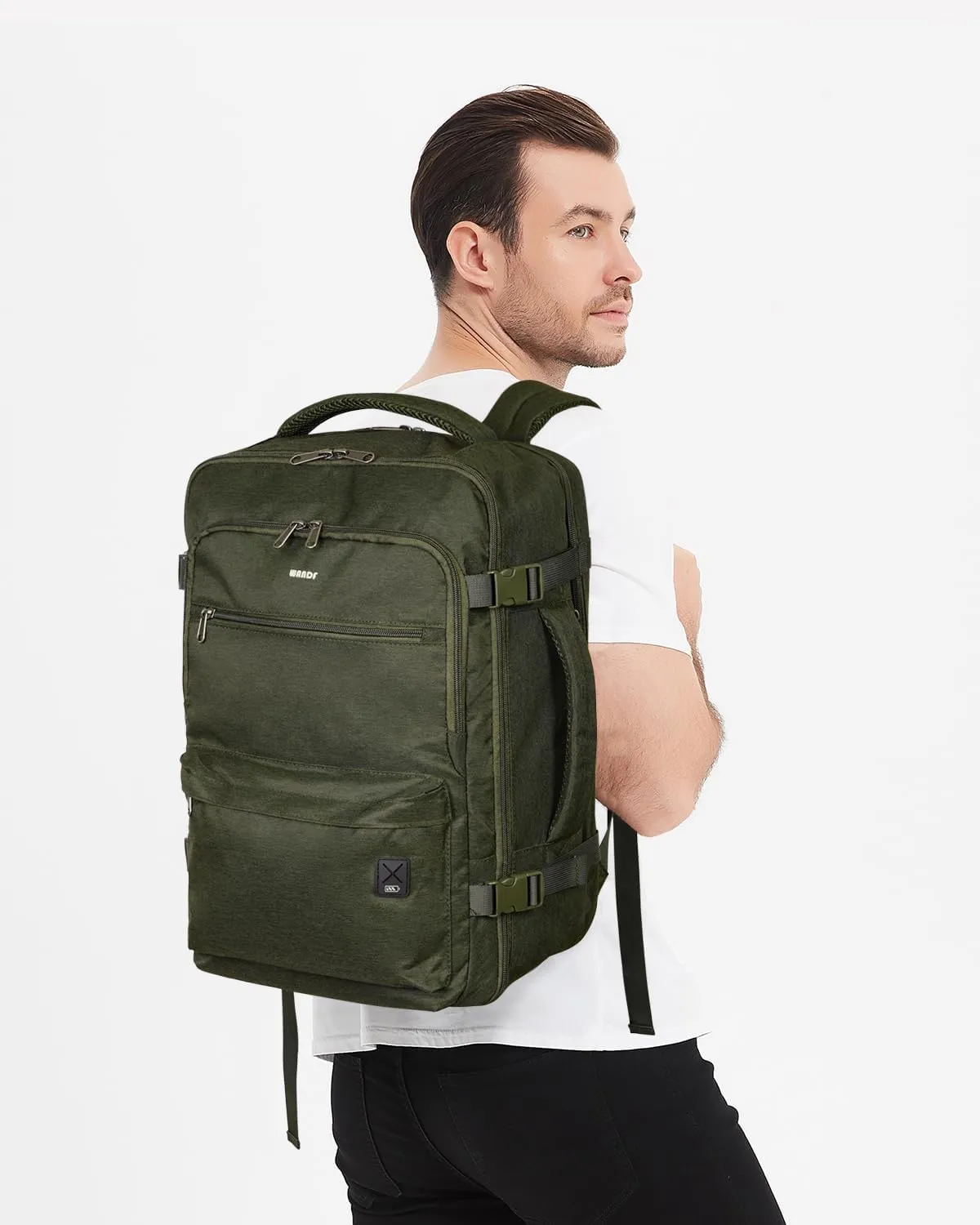 WANDF Travel Backpack For Spirit Airlines Personal Item Bag 18x14x8 with Wet Pocket, 17 Inch Laptop Backpack for Men WomenDark Green