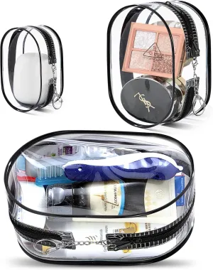 XEWEA Small Clear Toiletry Makeup Bag Portable Waterproof, 3PCS TSA Approved Cosmetic Case with Zipper, Electronics Organizer Cable Charger Pouch, Travel Essentials, Accessories Bag Purse